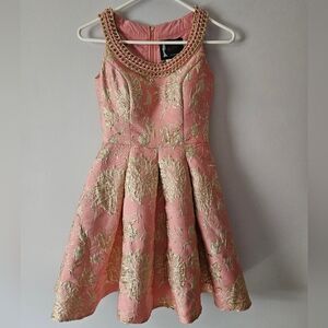 Mac Duggal pink embroidered cocktail dress